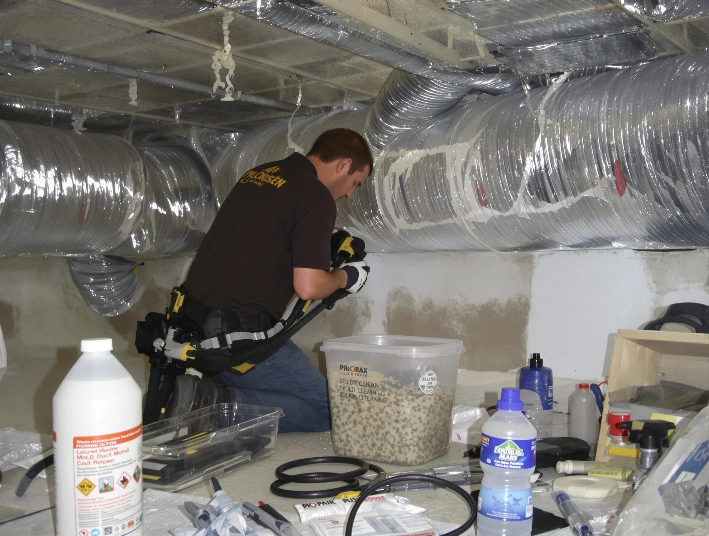 American Fork Air Duct Cleaning specialist performing professional mold removal from air ducts in American Fork