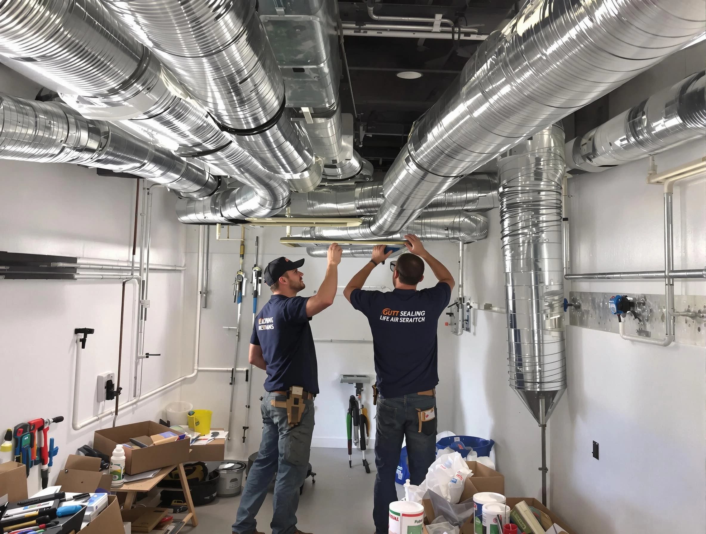 American Fork Air Duct Cleaning technician applying professional duct sealing solutions in American Fork