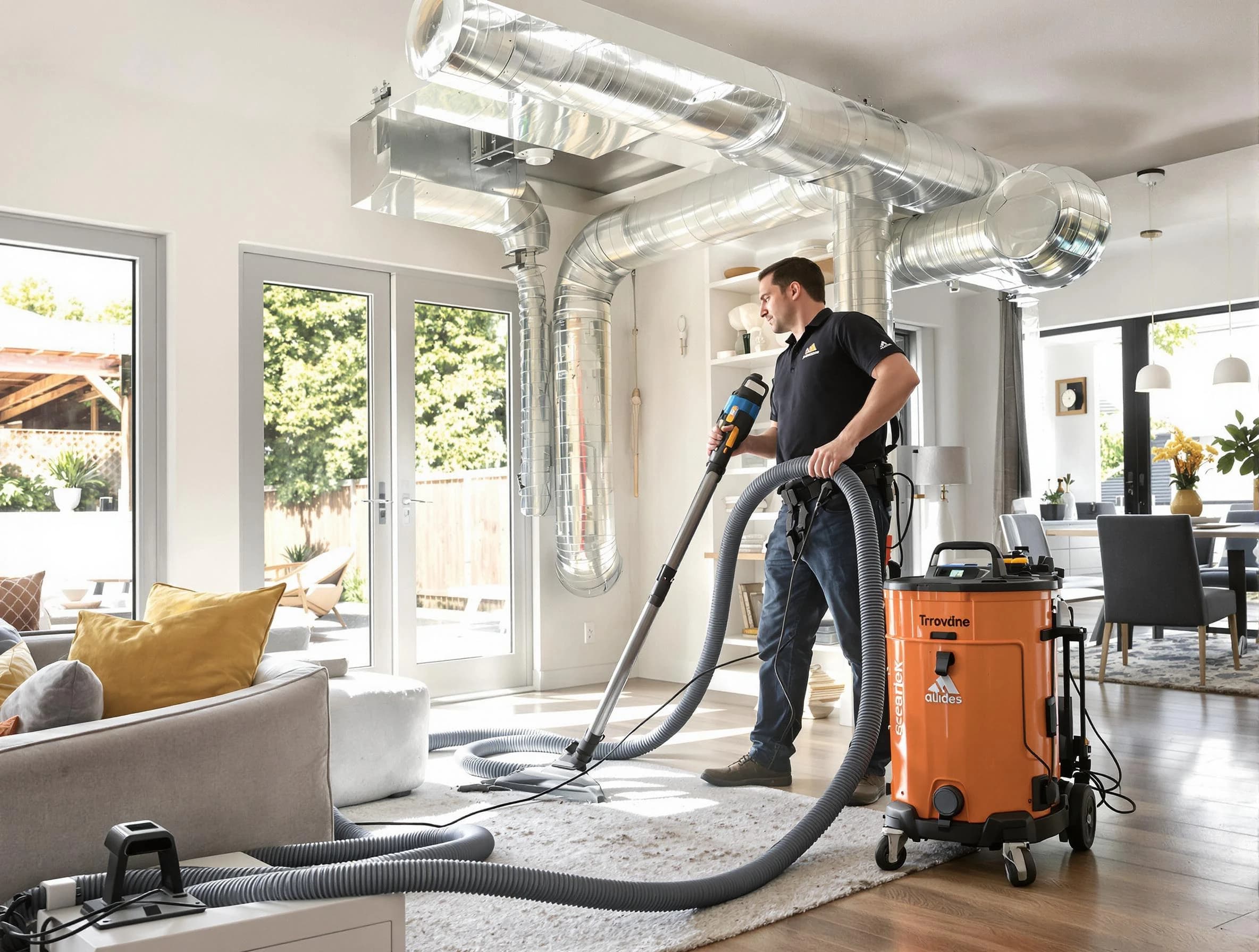 American Fork Air Duct Cleaning specialist performing thorough residential duct cleaning using advanced equipment in American Fork