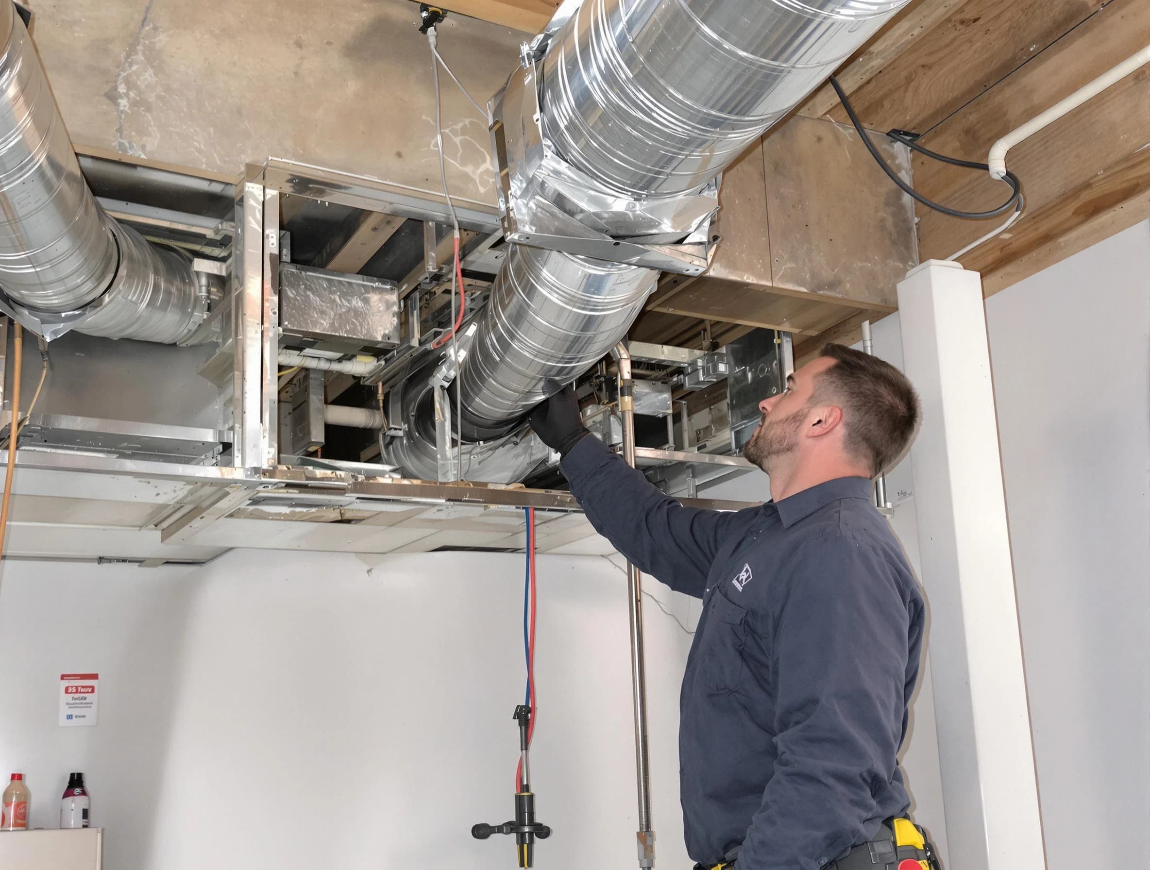 American Fork Air Duct Cleaning technician performing professional air duct repair using specialized tools in American Fork