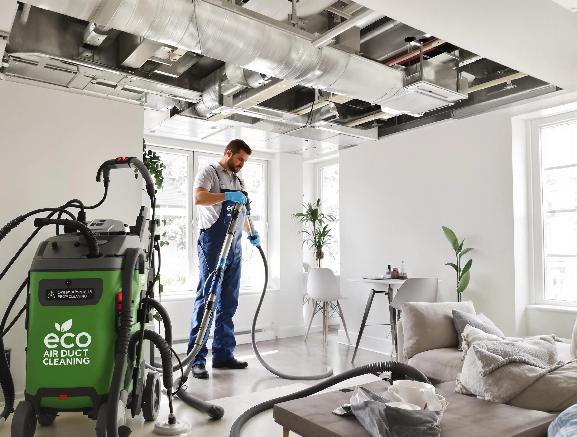 American Fork Air Duct Cleaning technician performing eco-friendly duct cleaning using sustainable methods in American Fork