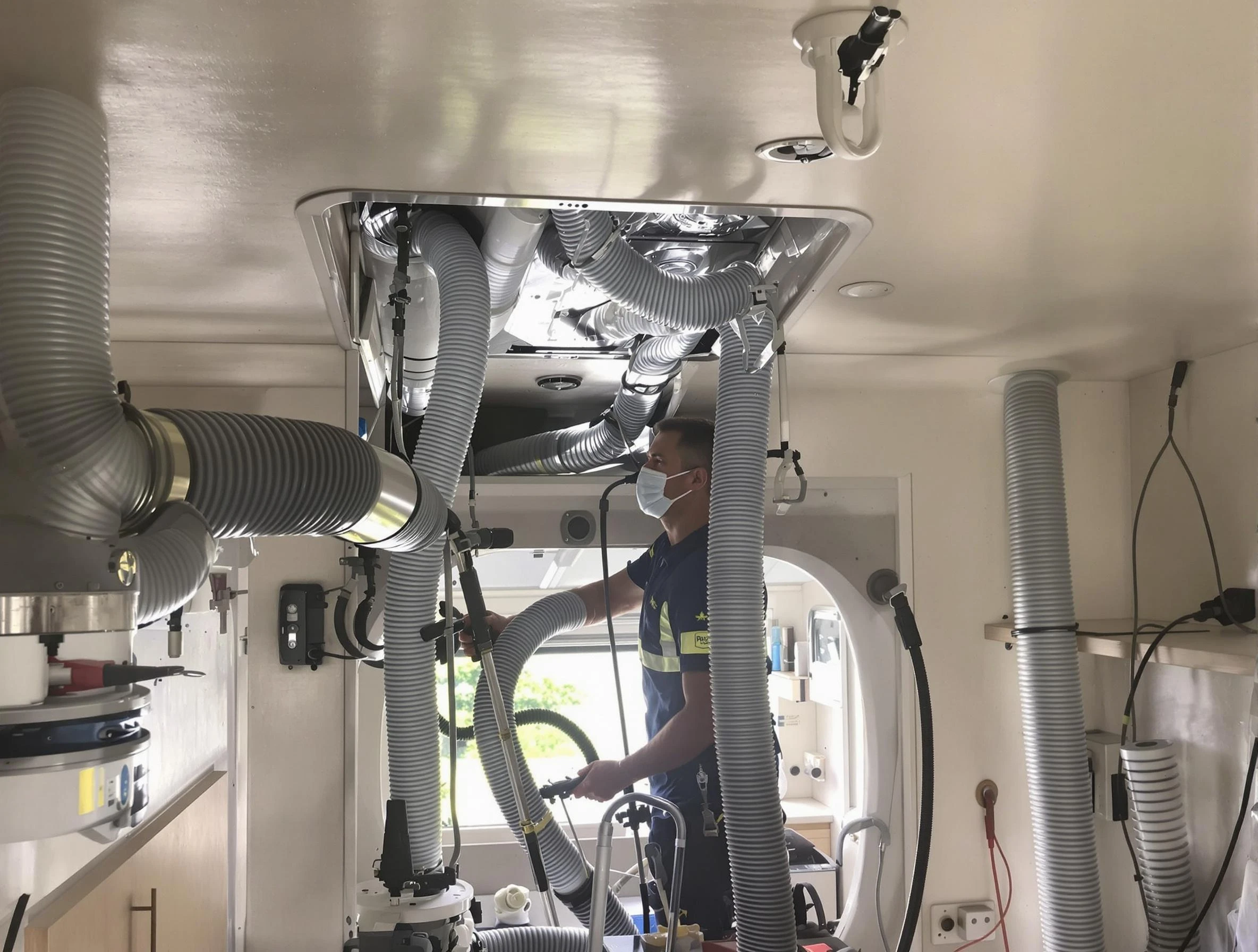 American Fork Air Duct Cleaning specialist performing precise mobile home duct cleaning in American Fork